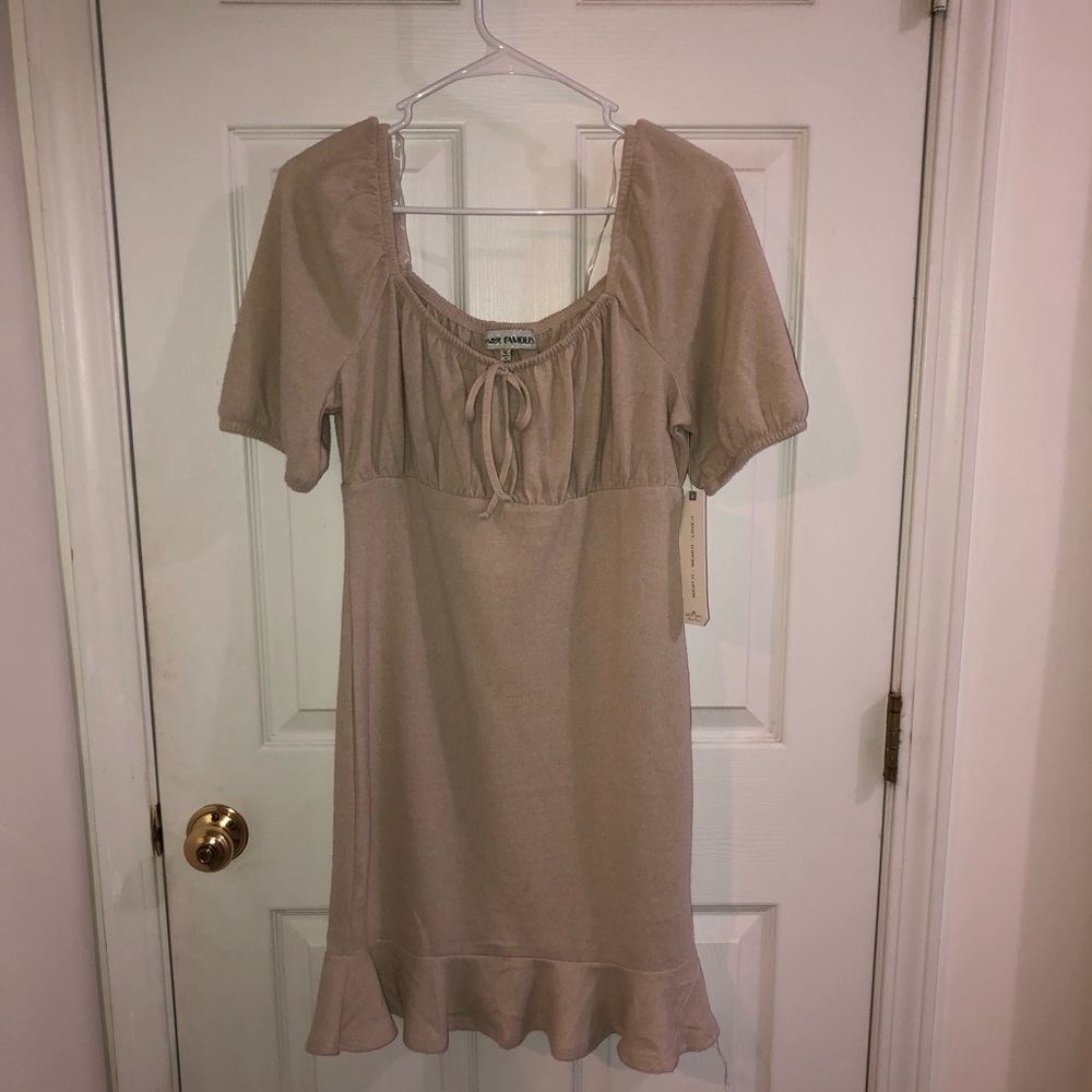 Beige Milkmaid Dress